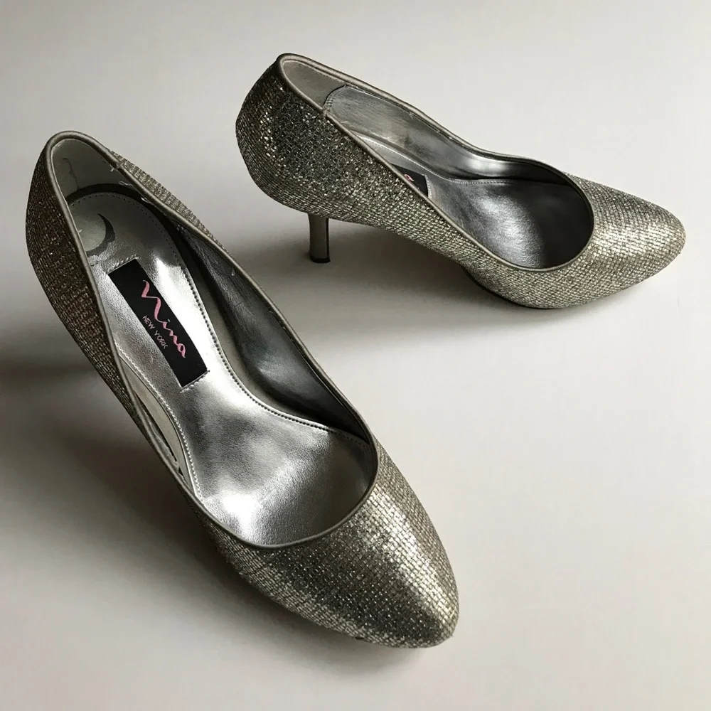 Nina New York Glitter Fabric High Heel Shoes - Picture 1 of 7